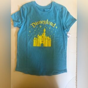 Disneyland parks Girls size 7-8 years blue castle t-shirt tee with  NEW